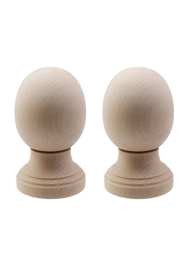Risbay Unfinished Wood Finials Decorative,4" Tall x 3-1/8" Wide Wooden Finials for Bed Post Finial, Curtain Rod Finials, DIY Crafts Finials-Type 1, 2PCS - Image 1
